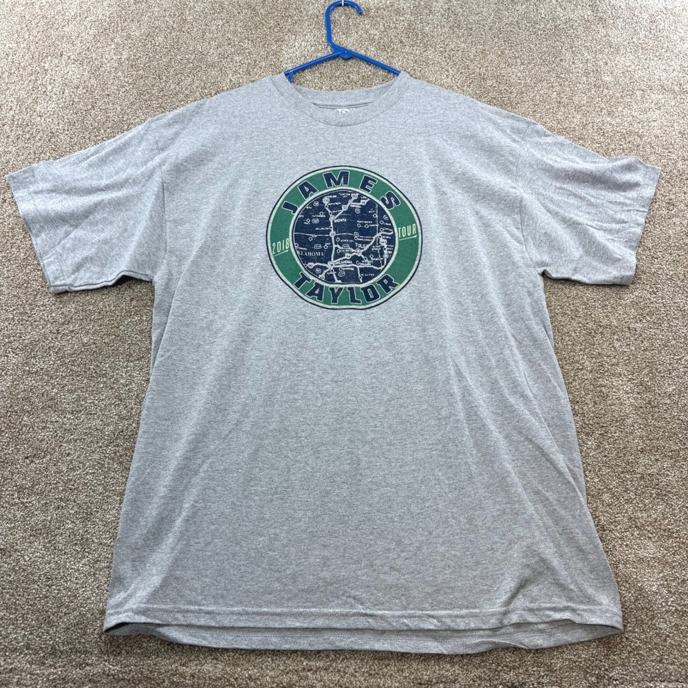 James Taylor 2018 Tour T-Shirt Mens XL Grey Concert Tee Folk Rock Tour Music